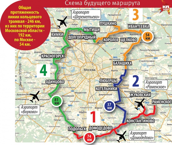 Интерактивная карта планируемого скоростного трамвая в Москве